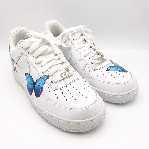 Nike Air Force 1 Custom Blue Butterfly Edition Size‎ 10 - Picture 1 of 11